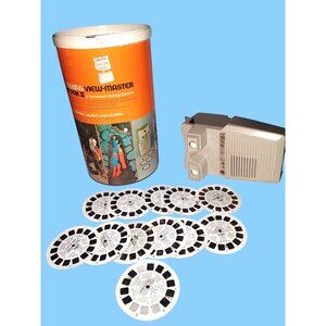 GAF Talking View-Master Gift Pak II W/Viewer & Reels In Canister-Rare Set 1970’s